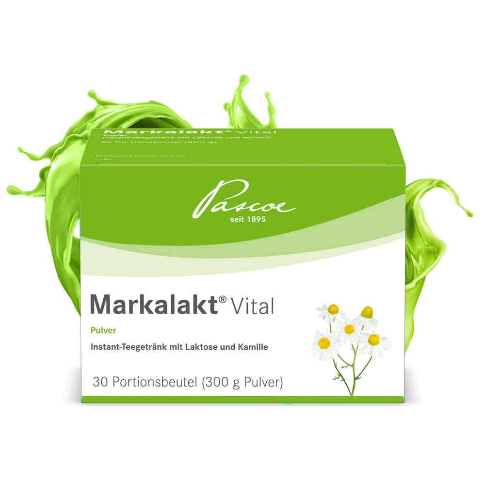 Pascoe Markalakt Vital Pulver: Instant-Teegetränk mit Laktose und Kamille - Kamille unterstützt das Wohlbefinden im Magen-Darm-Trakt - ohne Zusatzstoffe - 30 praktische Portionsbeutel a 10 g (300 g)