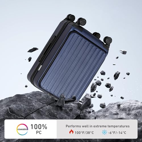 KYME Hardside Carry On Luggage Airline Approved with Laptop Compartment (Blue, Carry-On 20 Inch)4