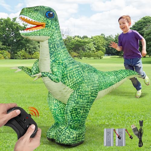 2.4GHZ Remote Control Dinosaur Toys, Inflatable Dinosaur Toy for Kids, Rechargeable Electric RC Dinosaur, T Rex Dinosaur Birthday Halloween Decorations Party Favors Gift for Boys Girls 6-8 8-12 -  YERLOA, ZY-US-LH-D019-NEW
