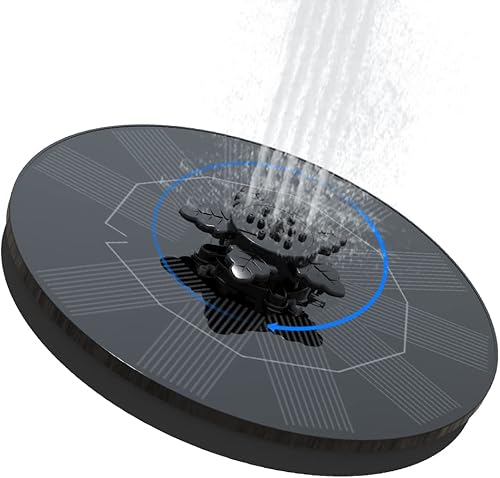 Xinhong Fuente de baño solar para pájaros, fuente solar de 3 W para exteriores con boquilla de rotación, fuente de agua solar para riego de jardín,