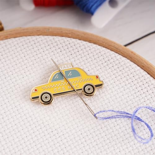 Image of Caterpillar Cross Stitch NYC Taxi Magnetic Needle Minder - for Cross Stitch, Sewing, Embroidery and Needlework