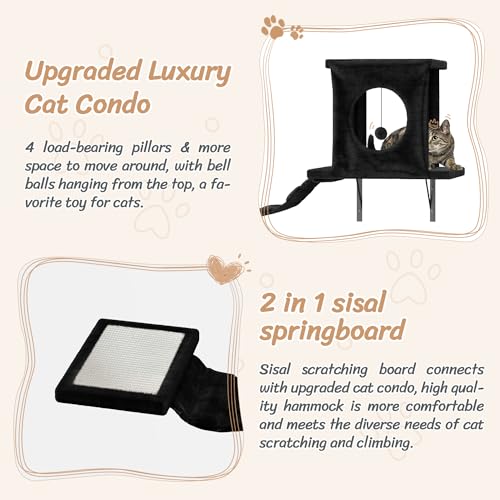 NUNU LAB Set de repisas para gatos 7 en 1 negro miniatura 6