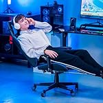 GTRACING Gaming Chair with Footrest, Ergonomic Computer Game Desk Chair, Recline Gaming Chair Seat Height Adjustment, Swivel Rocker with Headrest and Lumbar (Blue) - Image 2