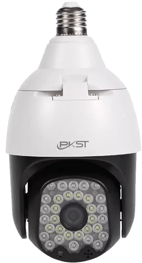 PKST Full HD Wi-Fi Wireless Bulb Shape Outdoor Indoor Weatherproof 360 degree Smart Home Security CCTV Camera 24x7 Continuous Recording with Two Way Audio Color Night Vision