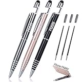 Capacitive Stylus Ballpoint Pen Retractable with Phone Stand, 3 in 1 Stylus Pens for Touch Screens,Samsung,Kindle, 1.0 mm Medium Point Blue Ink,3 Black Refills,3 Pack