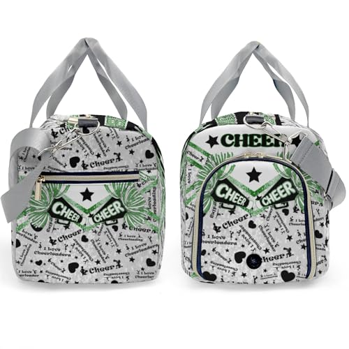 Custom Green Cheerleaders Coach Pom Stars Duffel Bag with Name Child Kids Adjustable Shoulder Strap Travel Bag for Boys Girls Teens3