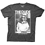 Big Lebowski The Dude Black & White Photo Mens T-shirt-Charcoal (X-Large)