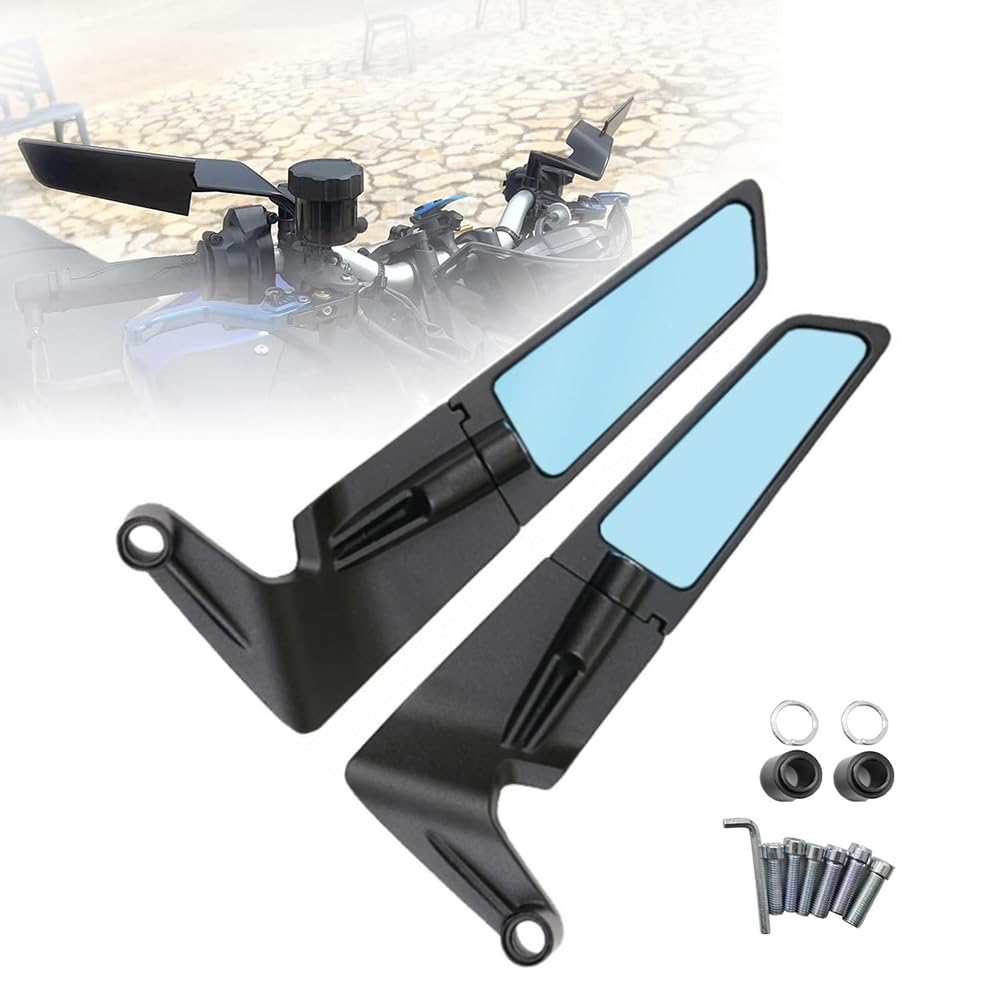 2 Pièces Retroviseur Moto pour Suzuki GSX-R 125 2017-2023, Ajustement Multi-Angle Rétroviseur Latéral Aérodynamique avec Verre Bleu Anti-Éblouissement