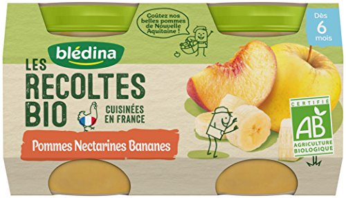 Blédina Les Récoltes Bio Pommes Nectarines Bananes dès 6 Mois Bio, 2 x 130g