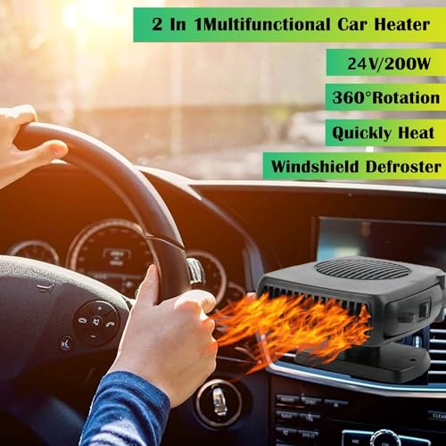 Xximuim 456787 Car Heater, 200W Automobile Windscreen Fan Function For Quickly Defrost Defogger Demister Vehicle Heater Plug In Cigarette Lighter 2 In 1 Fast Heating/Cooling thumb #2