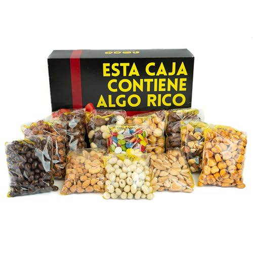 Caja degustación frutos secos y grageados variados. Almendras, Maíz, Nueces, Cacahuetes, Cóctel con miel, Anacardos, Pistachos… Increíble surtido, para degustar una gran variedad de frutos secos.