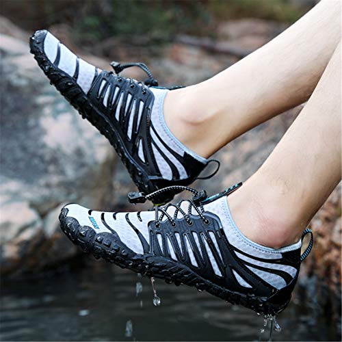 Image of UBFEN Water Shoes for Men Women Quick Dry Swim Aqua Socks | Lightweight Barefoot-style Fit, Rubber Sole, Hiking, Fishing, Kayaking, Beach, Pool, Boating, Diving And Water-to-land Wear