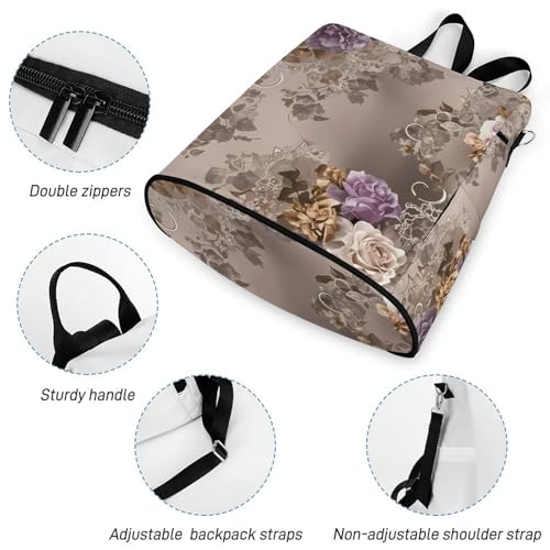Waterproof Backpack Retro Lace Rose Casual Bags for Women Anti-theft Daypacks Fashion Versatile Bag4