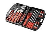 Juvale BBQ Grill Tools with Carrying Case - 18 Piece Set Stainless Steel Tools with Wooden Handles - Complete Barbeque Kit - 17.25 x 3 x 12 Inches