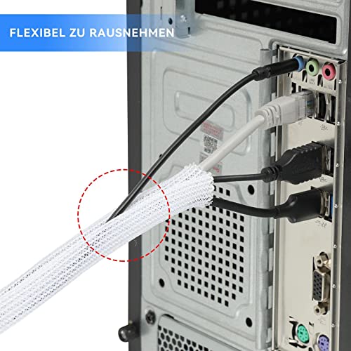 Image of AGPTEK Cable Sleeve, 20ft - 4 /5 inch Cable Management Desk Cord Cover Organizer Wire Hider for Home Office Computer TV Wire Loom Tubing Pet Proof Cord Protector from Cat Dog Chewing, White