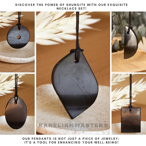 Shungite Necklace Pendant Jewelry Set Pack - Authentic Shungite Protection Blocking Stones - Crystal Shield for Women and Men2