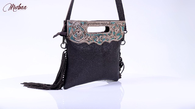Bolso cruzado de cuero natural para mujer Merbaa miniatura 7