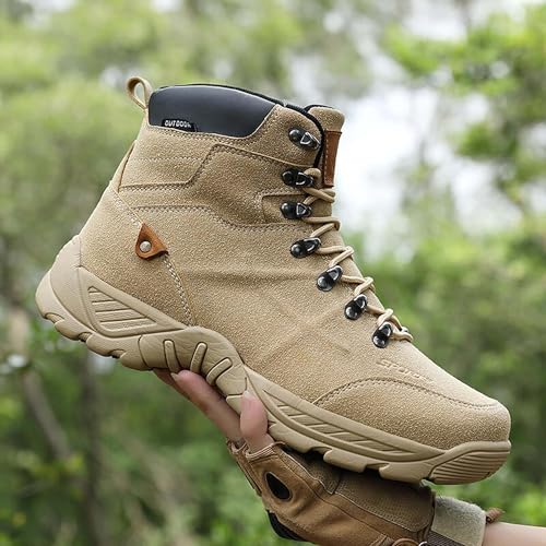 Large size outdoor ultra light military boots, high top mountaineering workwear boots2