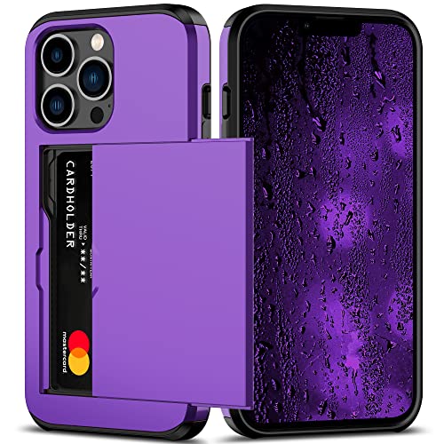 Nvollnoe for iPhone 13 Pro Case with Card Holder Purple