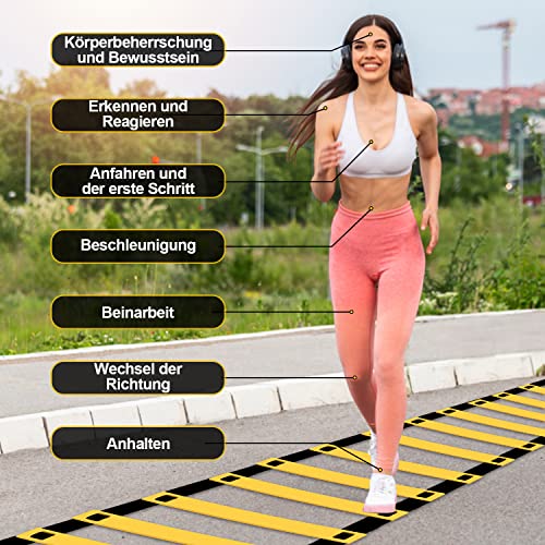 Speed & Agility Training Set Echelle de Coordination, Kit d'entraînement Comprend 1 échelle d'agilité, 6 Obstacles réglables, 12 disques cônes, Sac de Rangement – Image 5