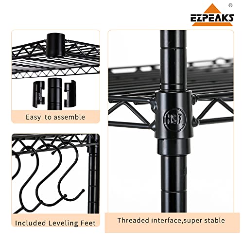 Ezpeaks 5-Shelf Shelving Unit With Shelf Liners Set Of 5, Nsf Certified, Adjustable, Steel Organizer Wire Rack, 100Lbs Loading Capacity Per Shelf, For Kitchen And Garage (23.6W X 14D X 59H) Black #TOP4