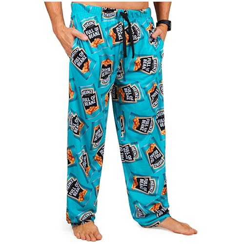 HEINZ Baked Beans Pajama Pants Mens Loungewear with Pockets Nightwear PJs Comfy Sleepwear Funny Gifts for Men (S, Teal)