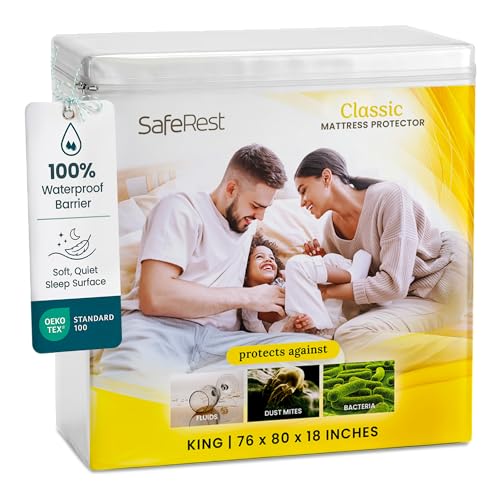 SafeRest Waterproof Mattress Protector King...