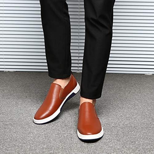 Santimon Men's Slip on Loafers British Style Breathable Flat Dress Shoes Fashion Sneakers Brown 5.5 US | Image 5