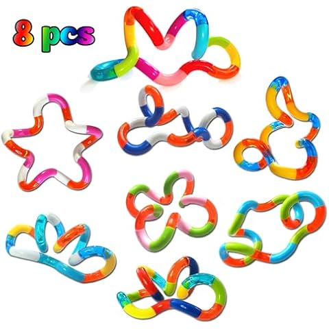 Kingjoy Twisty Bendy Fidget Toys, 8PCS Twisty Fidget Pack Cheap, Relax Therapy for Kids & Adult, Stress Relief & Anti-Anxiety Sensory Toys, Brain Imagine Tools, Decompression Toys, Fidget to Focus. Cover