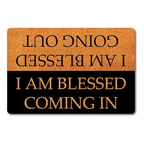 FunXiLin Funny Welcome Doormat(23.6 x 15.7 inch) Non-Slip mat Gift mat Personalized Home Decor mats for in Door Kitchen Entrance Rugs and Mats (I AM Blessed Coming in & Going Out) Cover