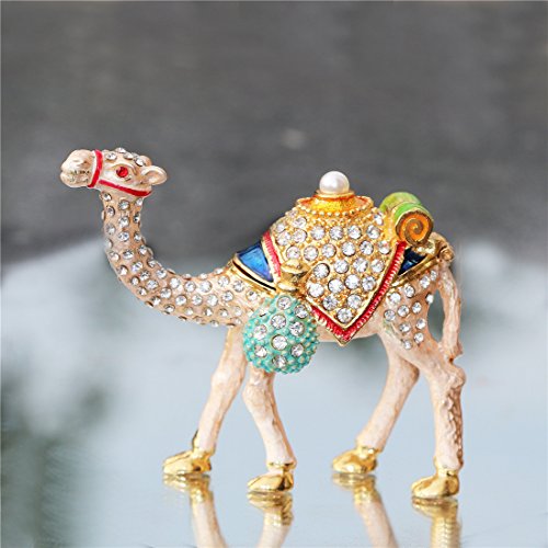 Waltz&F Camel Figurine Trinket Boxes Ornament Crystals Hand-Painted Patterns Jewelry Trinket Box Hinged Collectible Ring Display Holders #TOP3