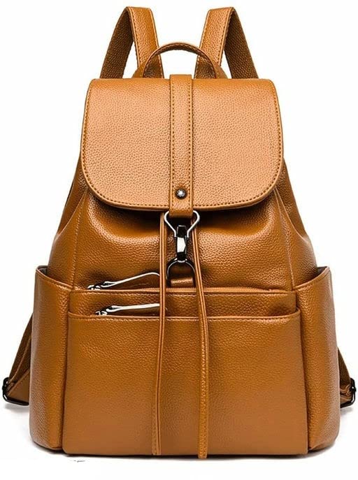 Stylish Backpack for Women and Girls| Leather Girl's Travel Casual Collage Bag| Waterproof Anti Thief School Bags| Tuition | Travel| Daypack Bag. (Double Zip-KHAKI)-image-36