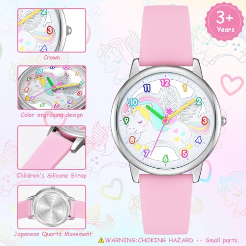 Bisley Children Watch for Boys and Girls Cute Unicom Dial Silicone Strap Easy to Read2