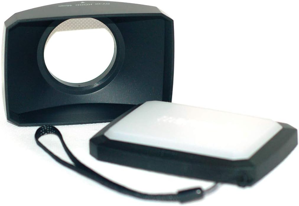 46mm 16:9 Screw Mount Rectangular Wide Angle Lens Hood + W/B Cap for 46mm Sony Panasonic JVC Olympus Fuji Camcorders