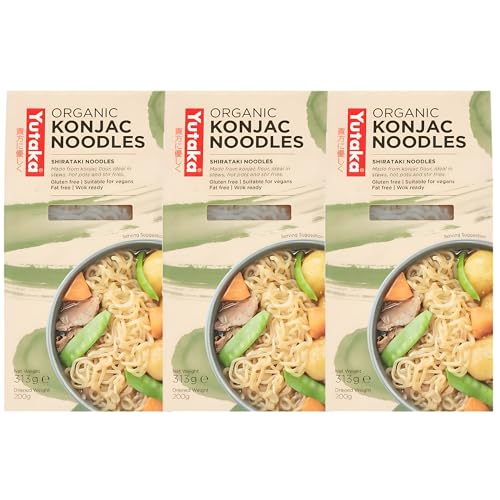 Yutaka Organic Konjac Noodles Pack of 6 x 313g (200g Drained) Shirataki Noodles Gluten Free Vegan Low Carb Noodles Konjac Pasta Alternative Wok Ready Healthy Noodles (Pack 3 x 313g)