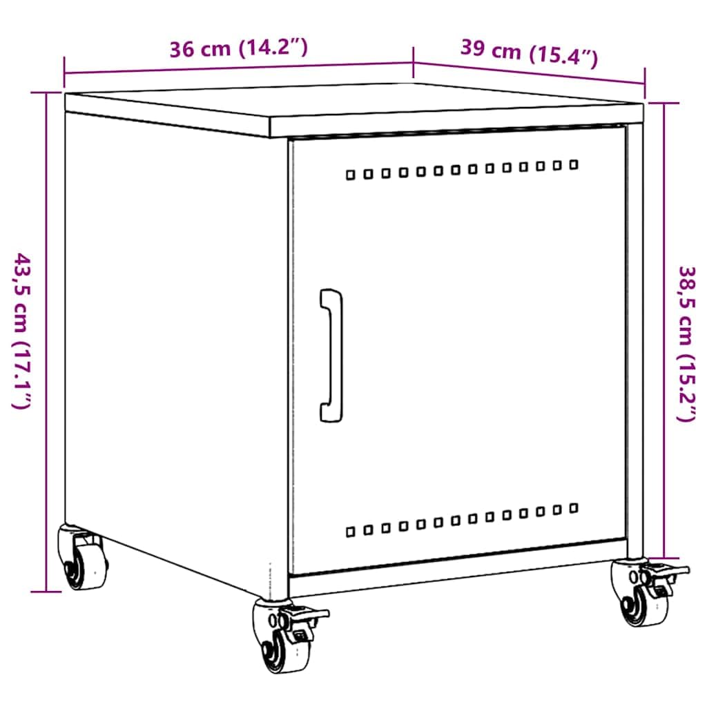 Mesitas de noche 2 piezas amarillo mostaza de acero laminado en frío 36 x 39 x 43,5 cm, con ruedas, puerta y manija, mesita de noche para dormitorio, salón, pasillo, espacios pequeños
