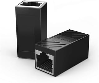 RJ45 Coupler,Cat7 Cat6 Cat5e 8P8C Ethernet Lan Cable Connector,8P8C Network In-Line Coupler, Female to Female (Black 2pack)