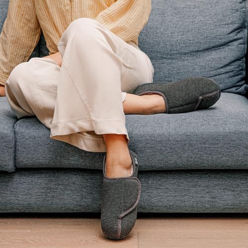 LongBay Womens Adjustable Slippers Memory Foam Cozy Wide Diabetic House Shoes Edema Orthopedic Neuropathy Indoor Outdoor2