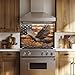 American Bald Eagle & Flag Design Kitchen Backsplash, Tempered Glass Backsplash, Heat Resistant Backsplash, Copper Look Glass Back Splash Stick on Tiles for Kitchen, Easy to Clean Stove Backsplash