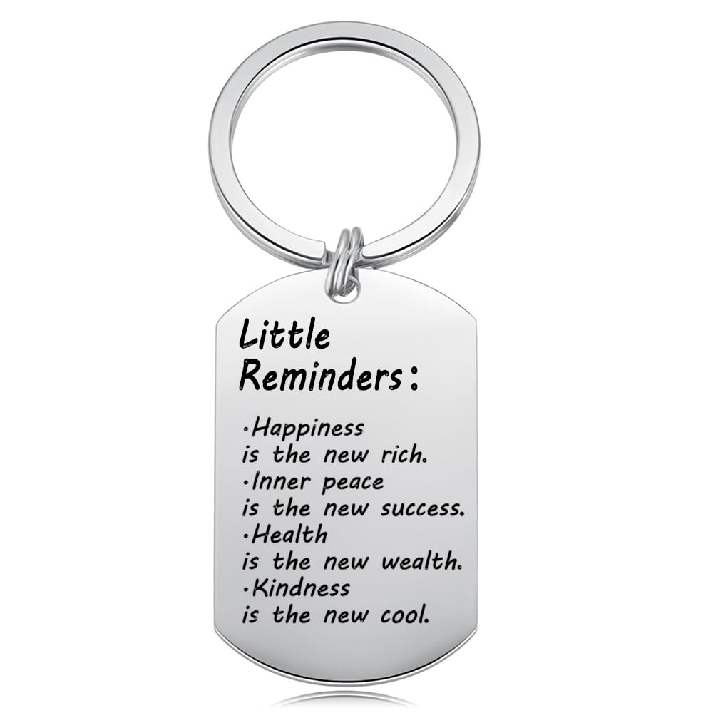 Beut Bucf &CoLittle Reminders Keychain Happiness Is The New Rich.. Self Love Mental Health Gift Daily Affirmation Inspirational Gifts