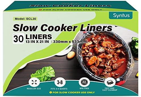 Syntus Slow Cooker Liners, 30 Count Cooking Bags Large Size Disposable Pot Liners Plastic Bags, Fit 3QT to 8QT for Slow Cooker Cooking Trays, 13″x 21″, 30 Liners Syntus Slow Cooker Liners, 30 Count Cooking Bags Large Size Disposable Pot Liners Plastic Bags, Fit 3QT to 8QT for Slow Cooker Cooking Trays, 13″x 21″, 30 Liners