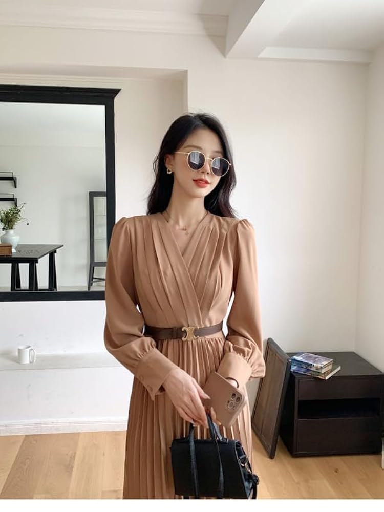 Amazon.co.jp: [SHINZ] 婦人服春秋新型長袖ワンピース女性