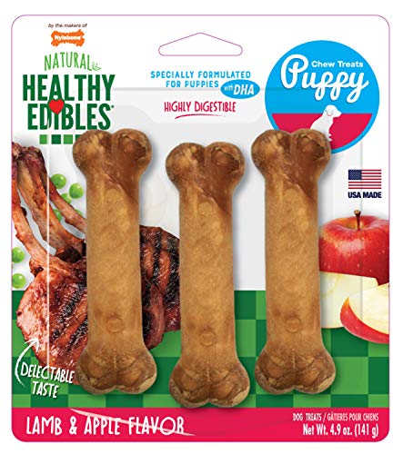 Nylabone Healthy Edibles Puppy Chew Treats, Lamb & Apple, Regular, 3 Count, Small/Regular - Up to 25 - //medicalbooks.filipinodoctors.org