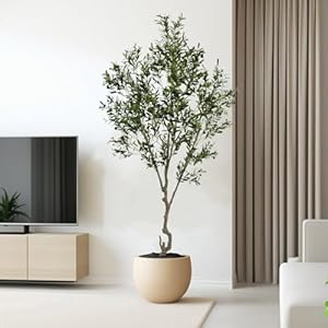 Artificial Olive Tree 9ft Tall Fake Potted Olive Silk Tree with Planter Large Faux Olive Branches and Fruits Artificial Tree for Modern Home Office Living Room Floor Decor Indoor