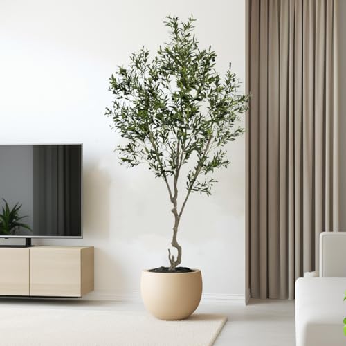 Artificial Olive Tree 9ft Tall Fake Potted Olive Silk Tree with Planter Large Faux Olive Branches and Fruits Artificial Tree for Modern Home Office Living Room Floor Decor Indoor