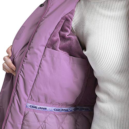 CAMEL CROWN Women’s Mountain Snow Waterproof Ski Jacket Detachable Hood Windproof Fleece Parka Rain Jacket Winter Coat Purple M - image 5
