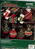 Bucilla Gallery of Stitches Holiday Trims Ornaments Plastic Canvas Set of 8
