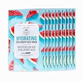 BioMiracle Hydrating Mask With Firming Collagen, Infused With Watermelon and Hyaluronic Acid, Natural Extracts, Paraben Free, Moisturizing and Replenishing, 10 Sheets (10 Pack)