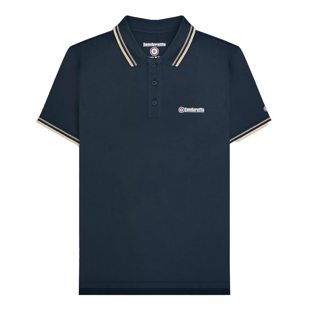 Lambretta Men's Navy (Cinder/Cream) Twin Tipped Polo Shirt Big & Tall - Xxl Plus Tall