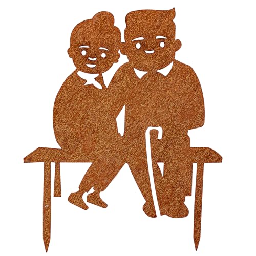 Onperpoe Rostfarbene Oma & Opa Garten-Deko, Gartendeko Rost,...